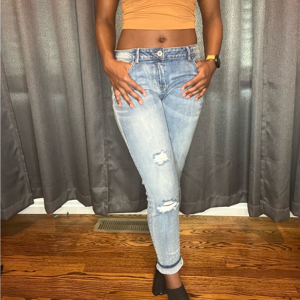 Stretchy blue denim jeans| size 14|